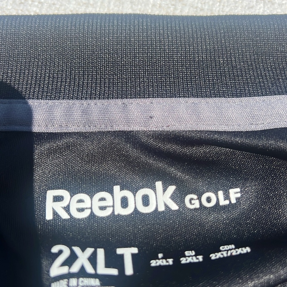 Men’s Golf Reebok Black Performance Polo‎ with Sporty Stripes - Picture 8 of 8